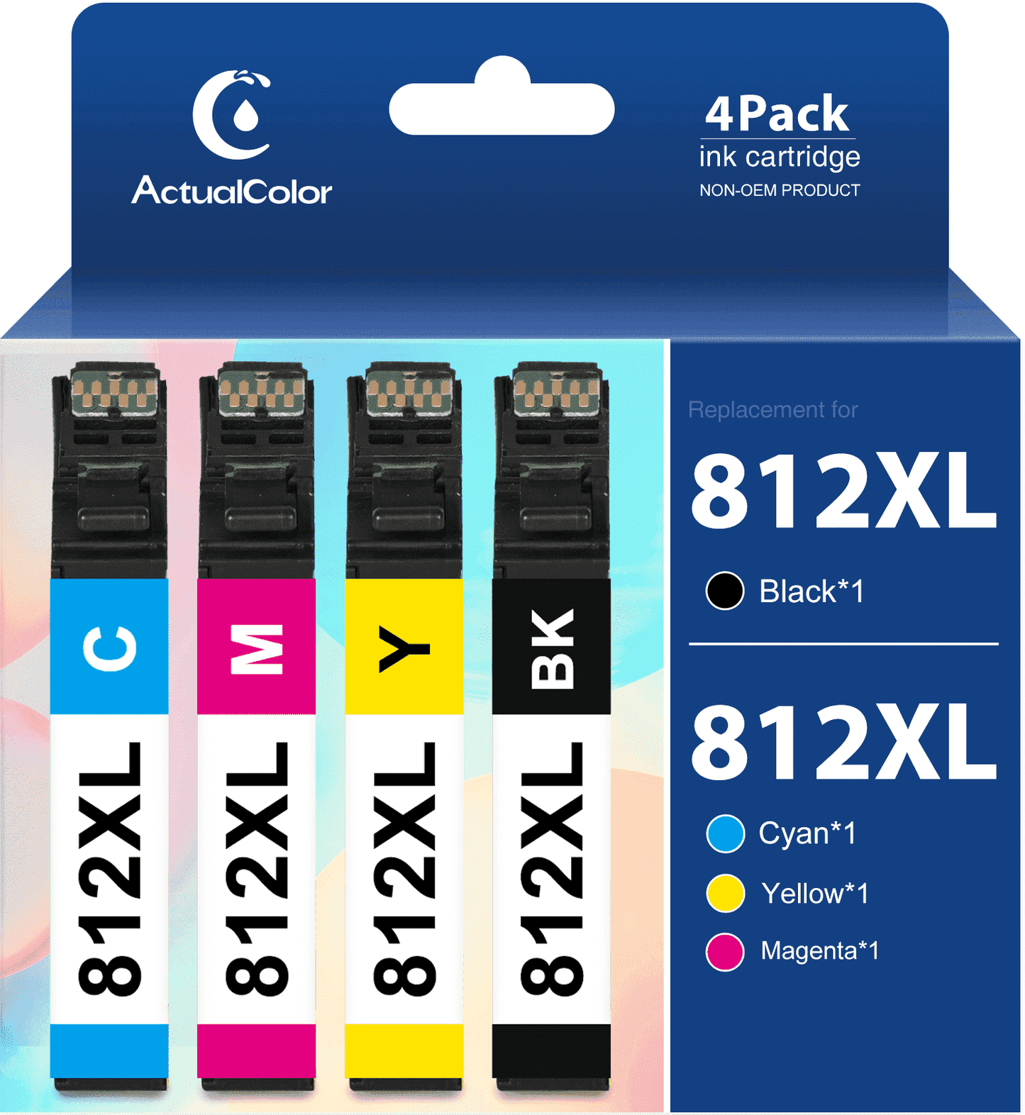812XL 812 Ink Cartridges for Epson 812XL Printer Ink for Workforce Pro WF-7840 WF-7820 Printer (High Yield, 4 Pack)