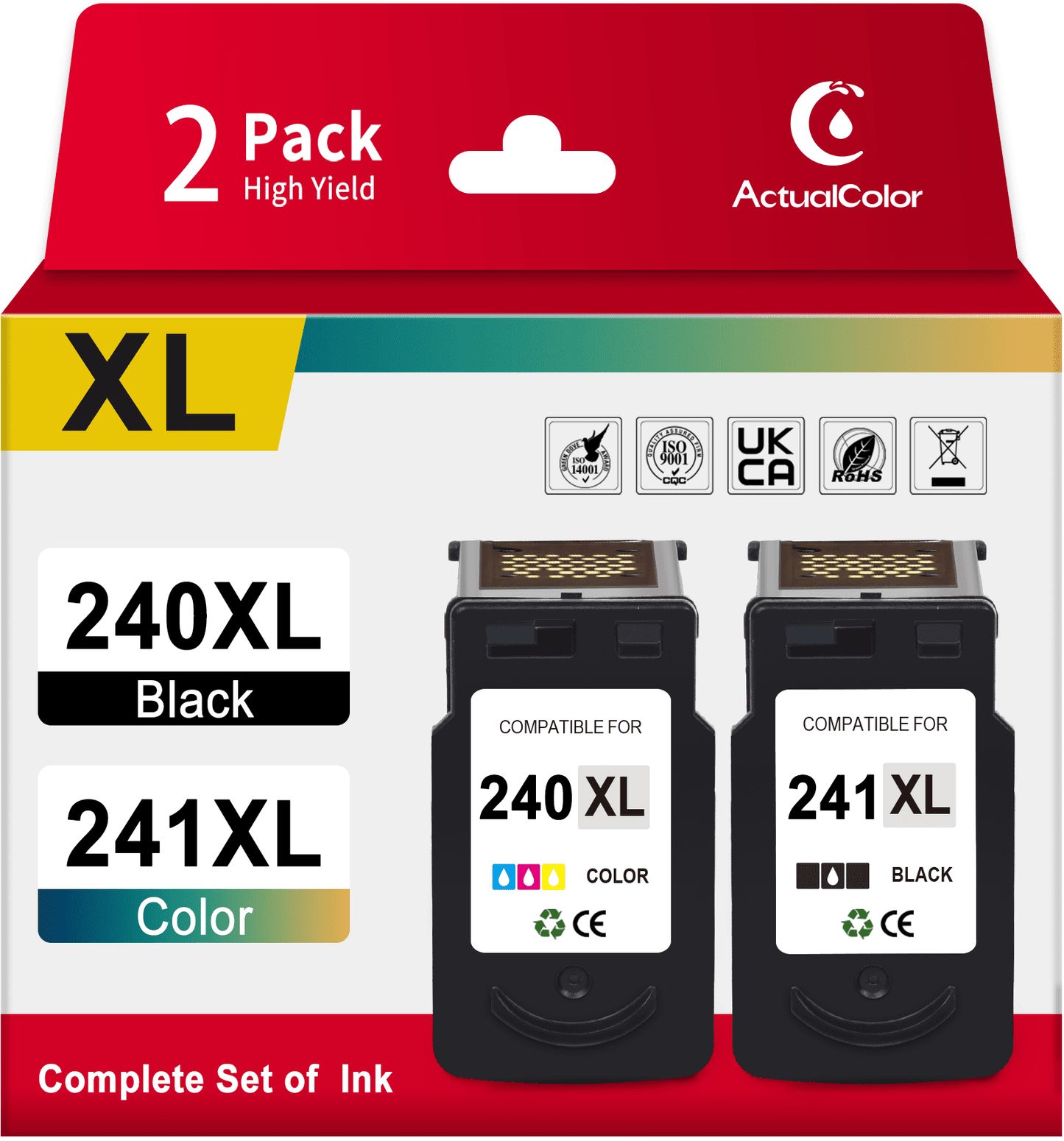 240XL 241XL Ink Cartridge for Canon Ink 240 and 241 for Canon Pixma MG3620 Printer (2 Pack)