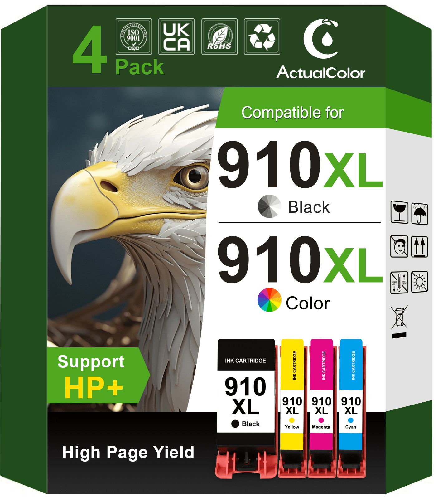 910XL Ink Compatible for HP 910 Ink Cartridges for for OfficeJet Pro 8015e 8025e 8028e Printer, 4 Pack