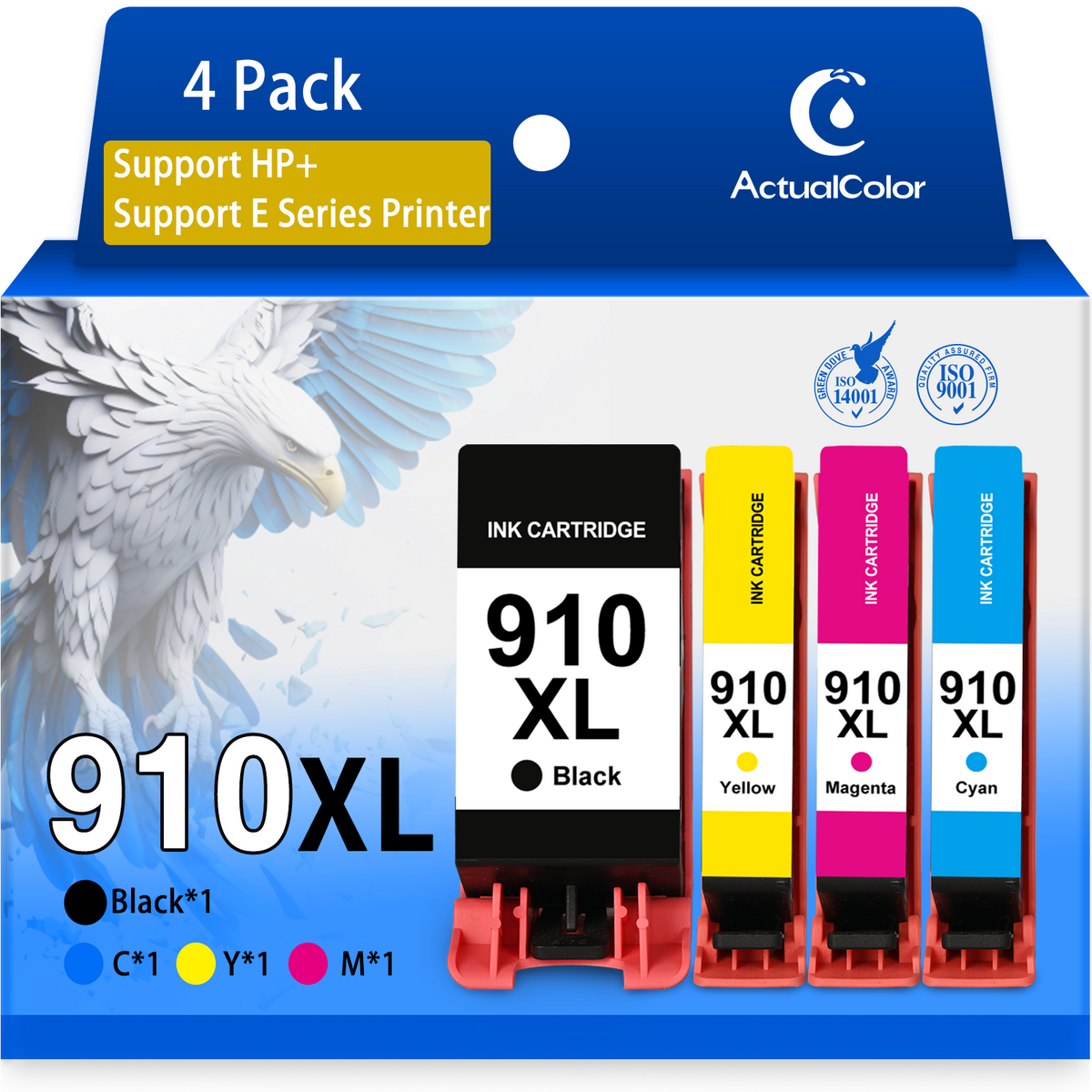 910XL Combo Pack Ink Cartridges Compatible for HP 910 XL for OfficeJet 8035 8035e 8025 8025e 8015e 8012 8034e 8028e, 4-Pack