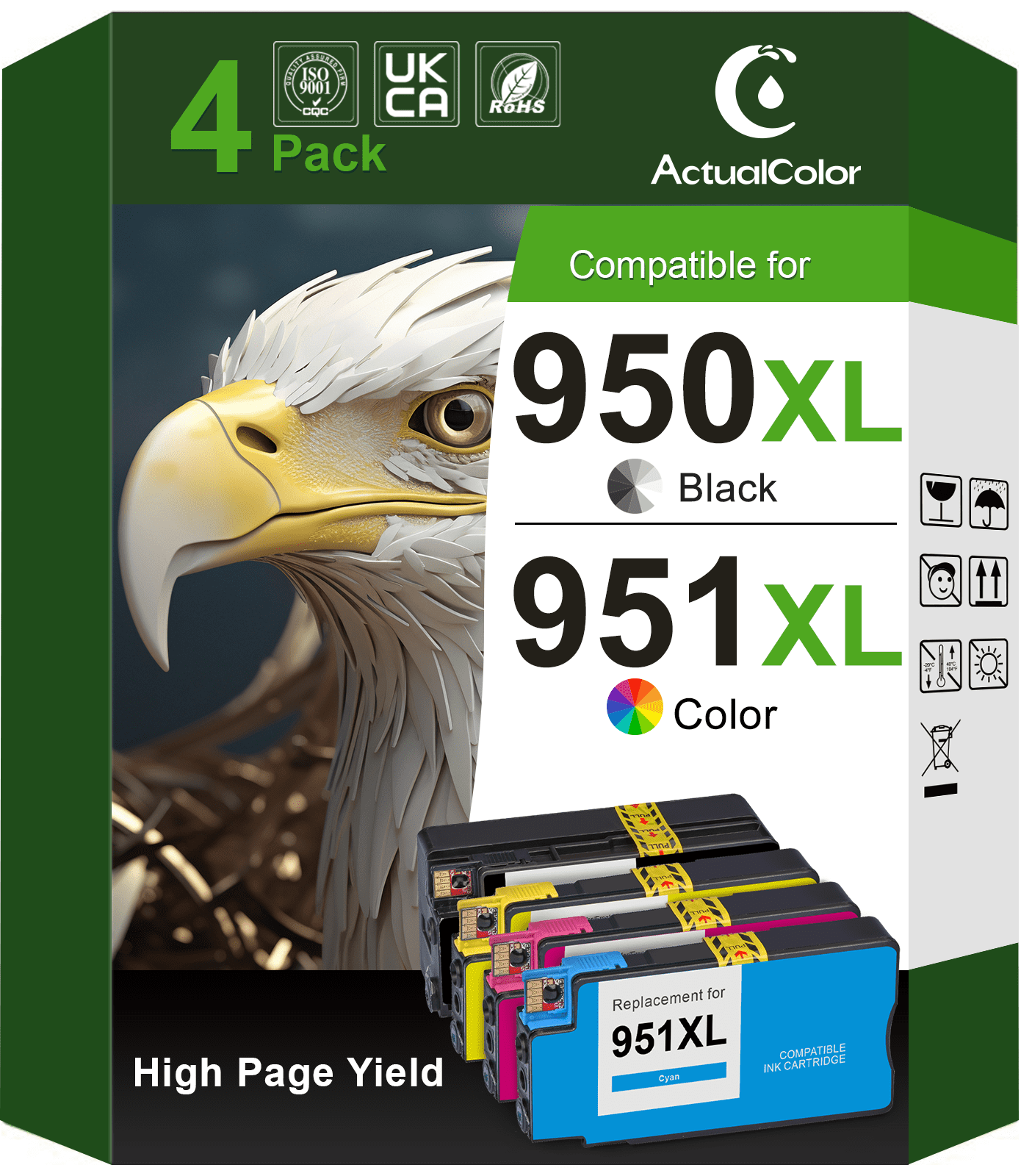 950XL 951XL Ink Compatible for HP 950 and 951 Ink Cartridges for OfficeJet Pro 8600 8610 8620 Printer, 4 Pack