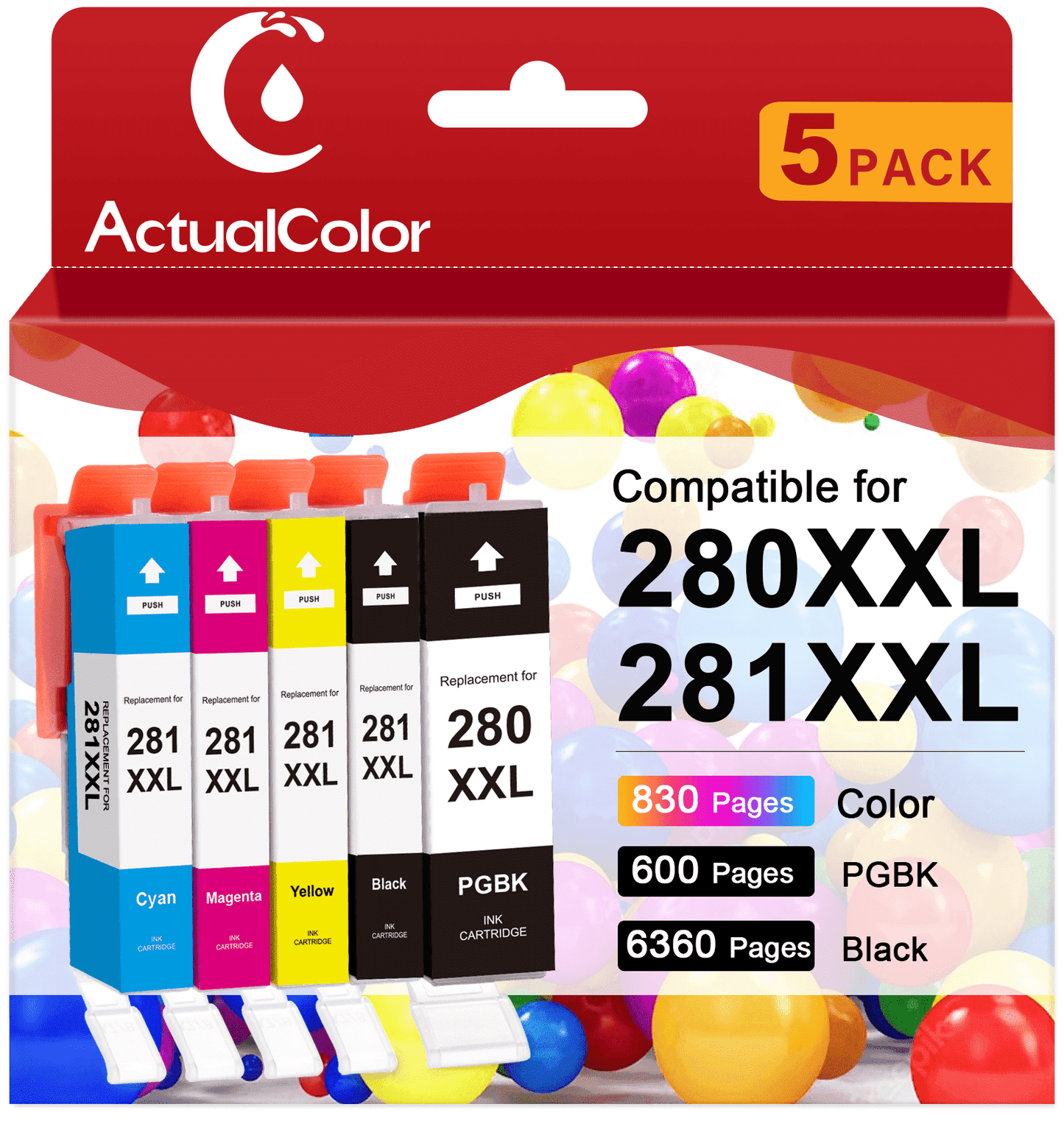 280 and 281 Ink Cartridge for Canon Ink 280 and 281 (5 Pack)