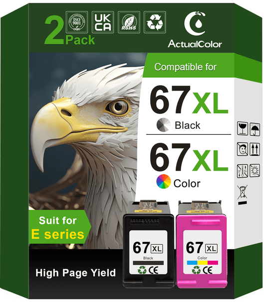 67 Ink Cartridge Compatible for HP 67XL for HP Printer Ink 67 67XL Black and Tri-Color