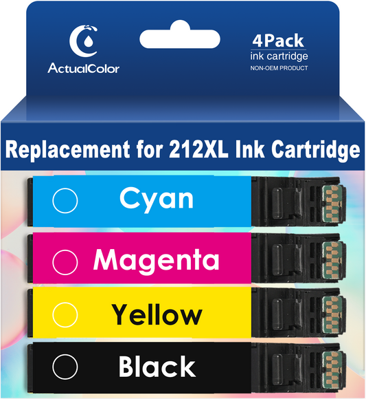 ACTUALCOLOR C Ink Cartridges Compatible for Epson Ink 212 Ink Cartridge 212XL for WF-2850XP-4100 Printer (4 Pack)