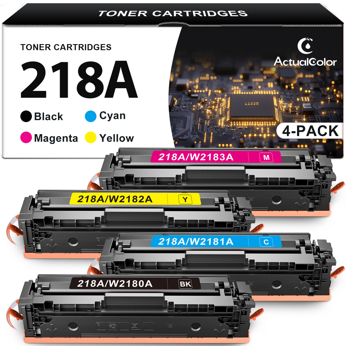218A Toner Cartridge Compatible for HP 218 218X W2180X W2180A Toner for HP Laserjet 3301fdw Printer, 4 Pack
