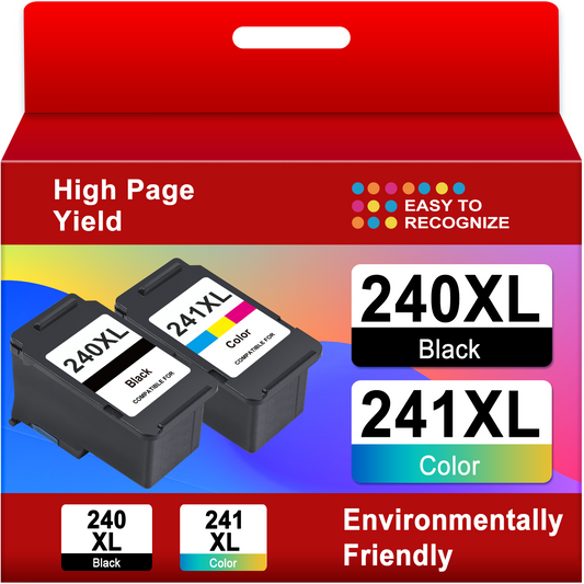 240XL 241XL Ink Cartridge Compatible for Canon Ink 240 and 241 for Pixma MG3620 MG3600 Printer (Black+ Tri-Color)