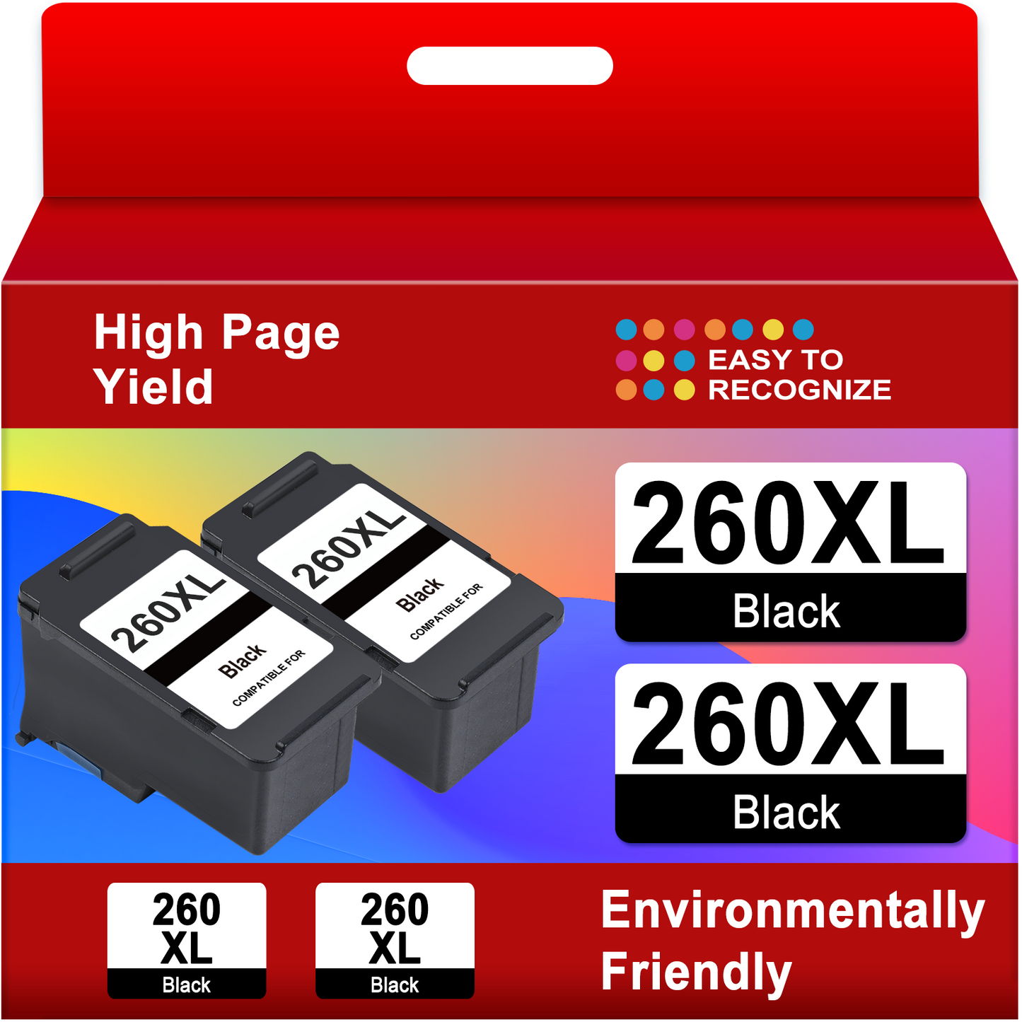 260XL Ink Cartridge Compatible for Canon 260 Ink for TS5320 TS6420 TR7020 Printer, 2 Black