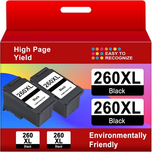 260XL Ink Cartridge Compatible for Canon 260 Ink for TS5320 TS6420 TR7020 Printer, 2 Black