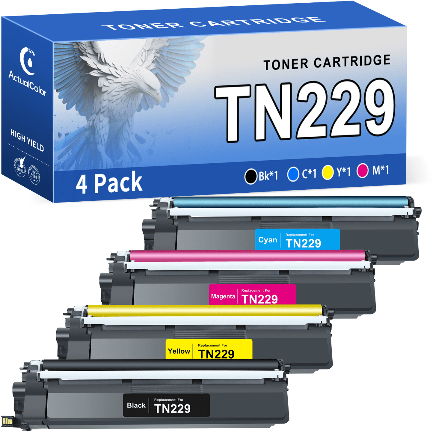 TN229 TN-229 229 Toner Cartridge Compatible for Brother TN229XL TN-229XL Work for Brother HL-L3280CDW HL-L3220CDW MFC-L3720CDW MFC-L3780CDW HL-L3300CDW Printer, 4-Pack