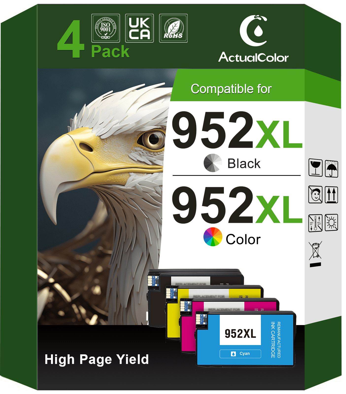 952XL Ink Cartridges Compatible for HP 952 Ink Cartridges Combo Pack for HP Officejet Pro 8710 7740 7720 8720 Printer, 4-Pack