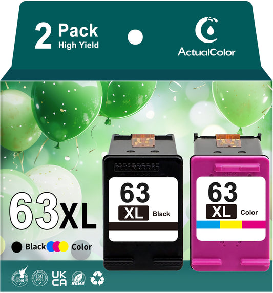 63XL Ink Cartridge Compatible for HP 63 Ink Cartridges for HP Printer Ink 63 Black and Color