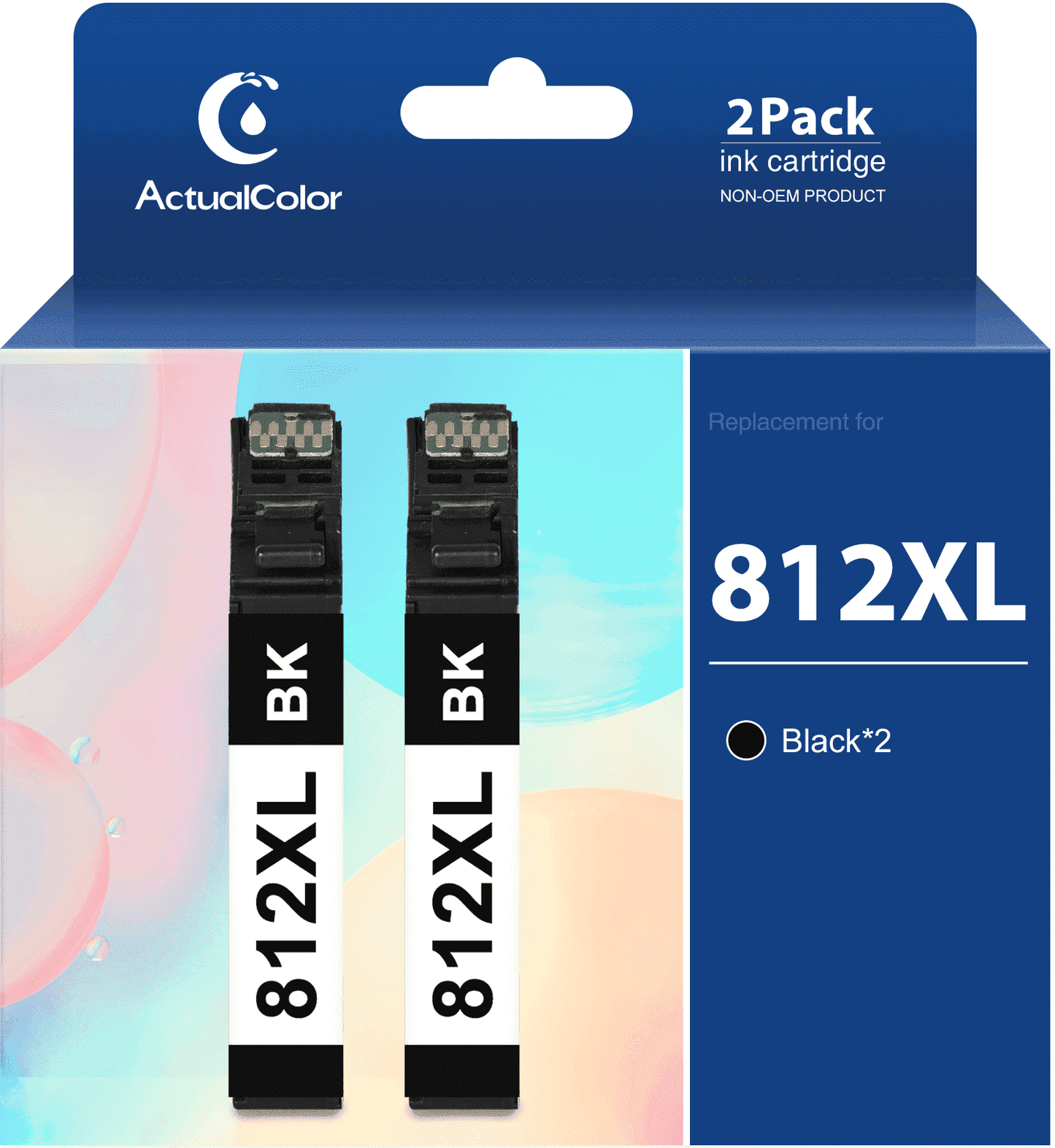 812XL 812 Ink Cartridge for Epson 812 XL  812XL Black for Workforce Pro WF-7840 WF-7820 WF-7310 EC-C7000 Printer (2 Black)