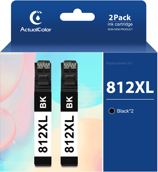 812XL 812 Ink Cartridge for Epson 812 XL  812XL Black for Workforce Pro WF-7840 WF-7820 WF-7310 EC-C7000 Printer (2 Black)