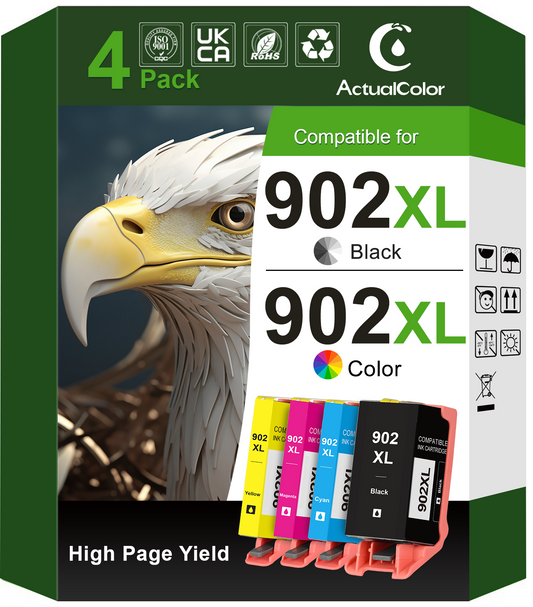 902XL Ink Compatible for HP 902 Ink Cartridge for Ink 902 Combo Pack for OfficeJet Pro 6978 6970, 4-Pack