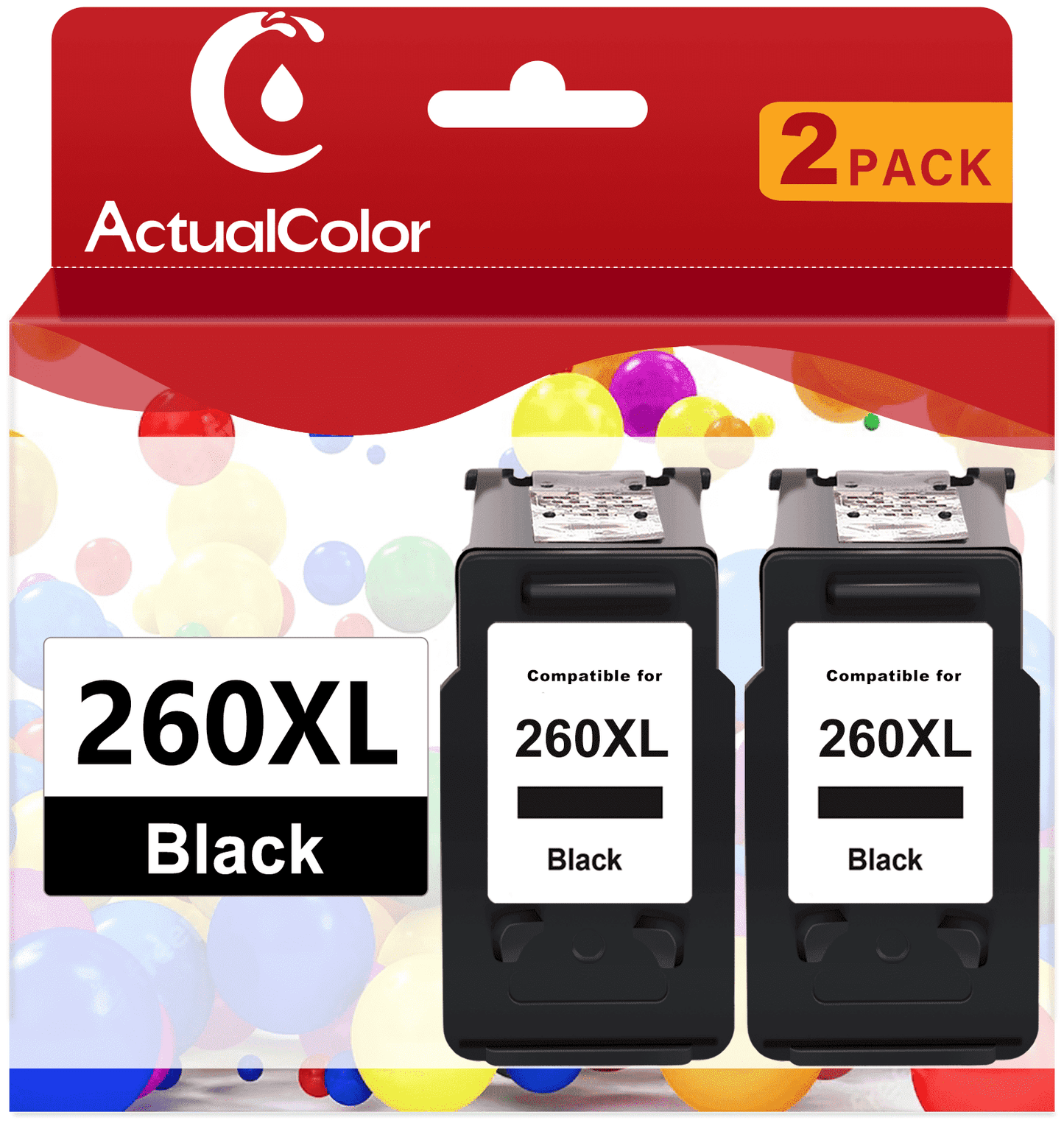 260XL Ink Cartridge for Canon 260 Ink for TS5320 TS6420 TR7020 Printer, 2 Black