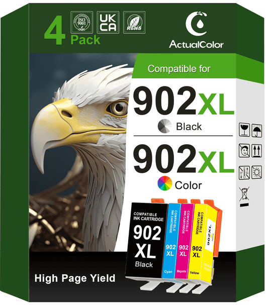 902XL Ink Compatible for HP 902 Ink Cartridge for HP Ink 902 Combo Pack for OfficeJet Pro 6978 6970, 4-Pack