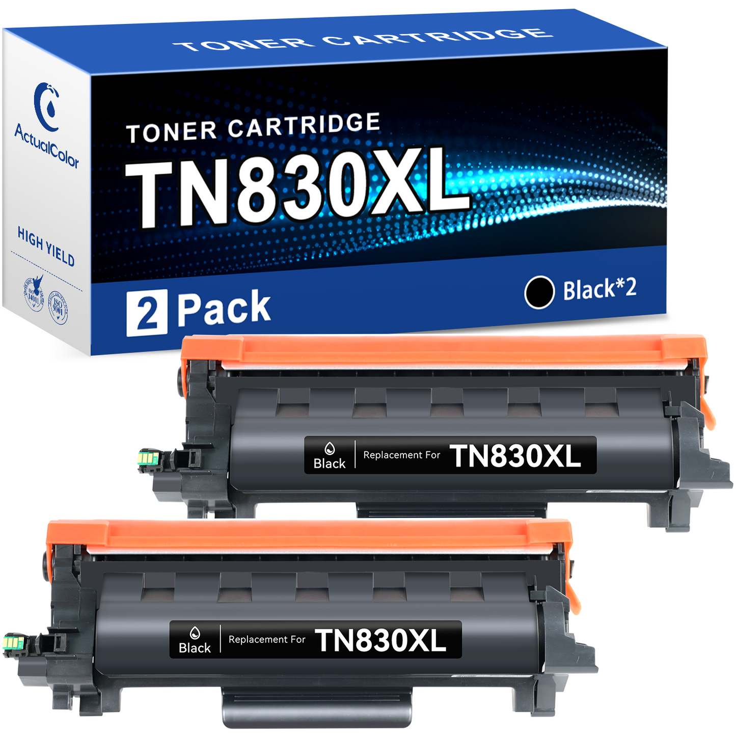 TN830XL Toner Cartridge Compatible for Brother TN830 Work with HL-L2420DW HL-L2465DW, 2Black