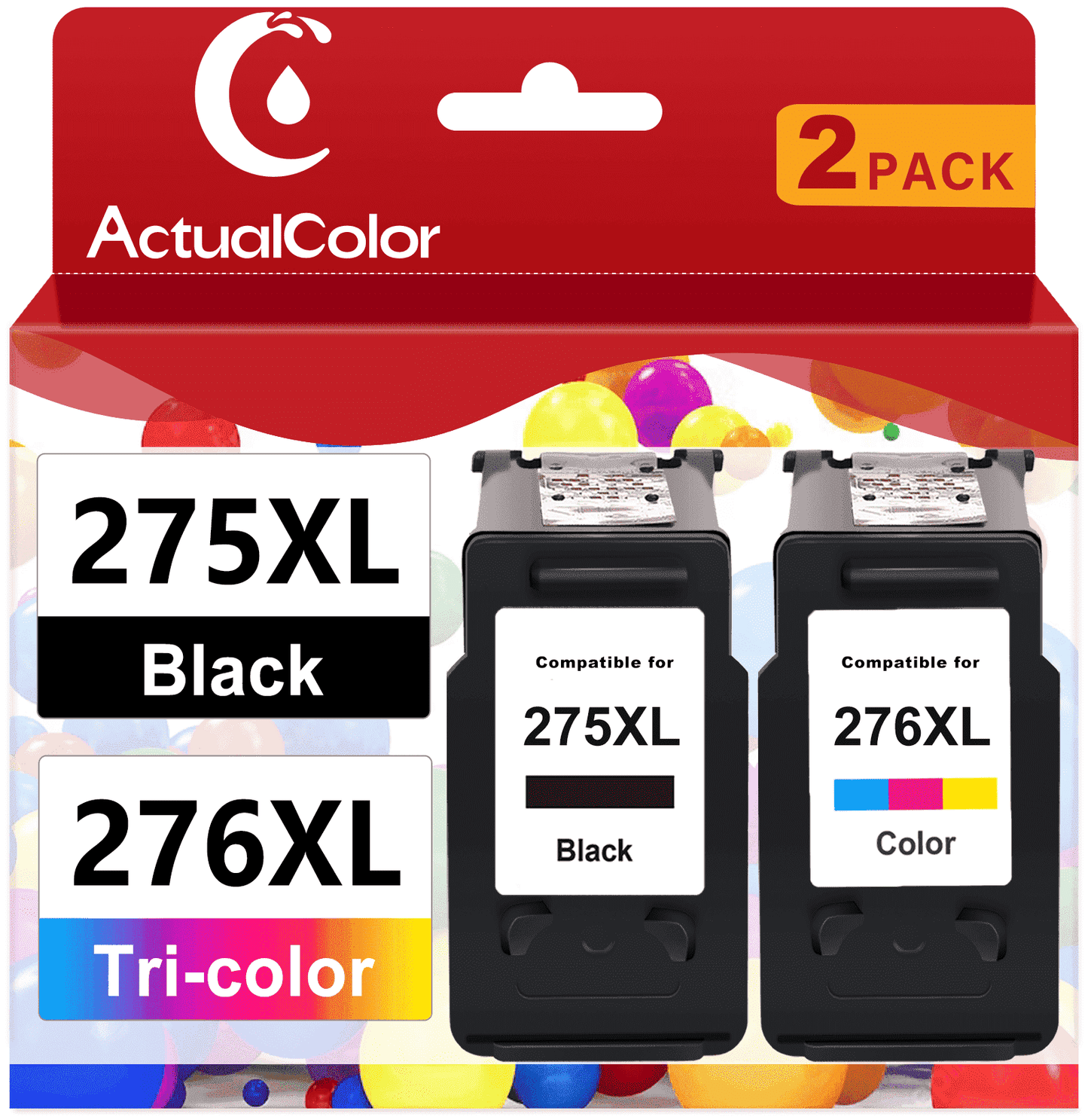 275XL 276XL Ink Cartridge for Canon Ink 275 and 276 for Pixma TS3522 TR4720 TR4722 Printer, 2 Pack
