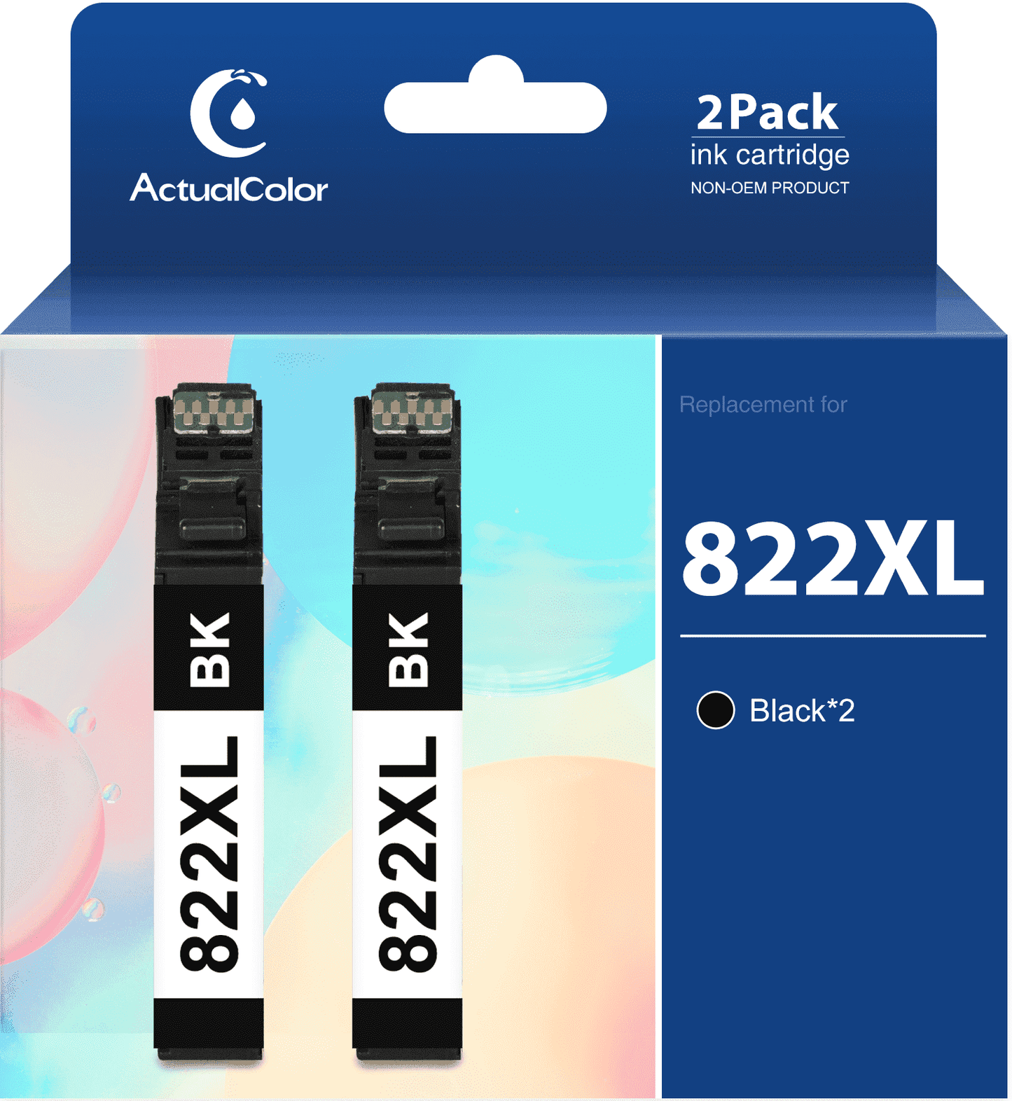 822XL Black Ink for Epson 822 Ink Cartridge for Epson Workforce Pro WF-3820 WF-4830 Printer£¬2 Black