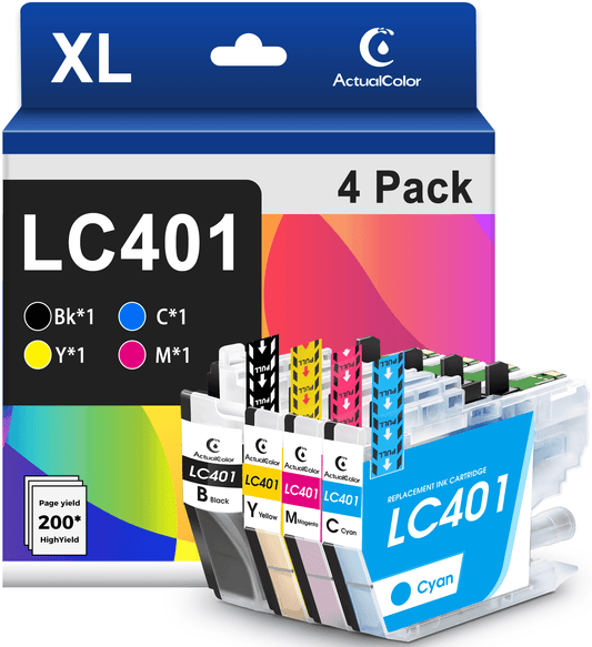 LC401 Ink Cartridges for Brother LC401XL for LC401 Brother Ink Cartridges LC401 LC401XL, 4 Pack